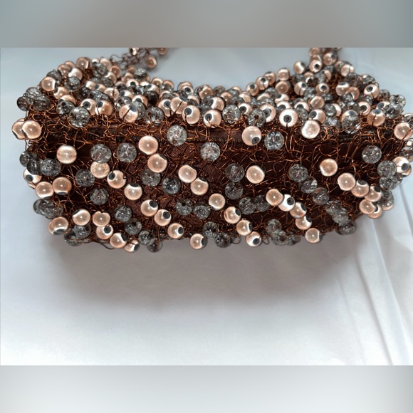 Lexy Unique Copper Beaded & Wire Small Handmade Evening Handbag - Picture 8 of 15